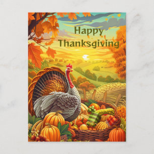 Carte Postale Automne Turquie Citrouilles Bon thanksgiving posta