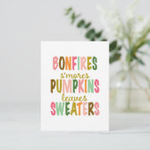 Carte Postale Automne Typographie Automne Bonfires Chandails Cit (Debout devant)
