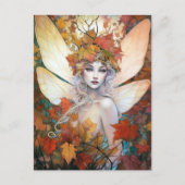 Carte Postale Automne Woodland Fairy Imaginaire Art (Devant)