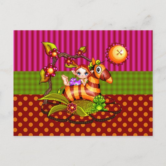 Carte Postale Automne Zebra Pixel Art (Devant)