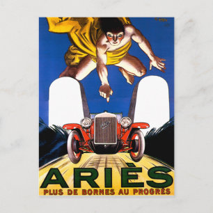 Carte Postale Automobile Aries ~ Vintage Touring Voiture Annonce