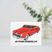 Carte Postale Automobile classique rouge 1948 (Debout devant)