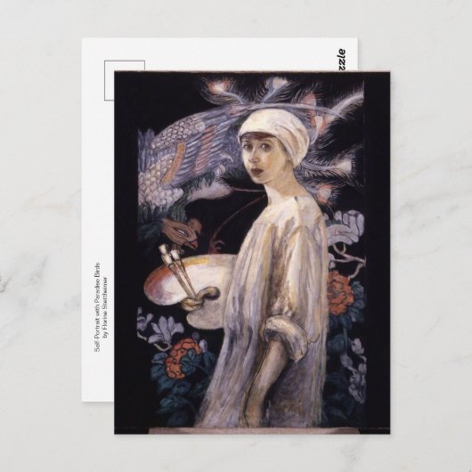 Carte Postale Autoportrait avec oiseaux paradisiaques par Stetth (Devant / Derrière)