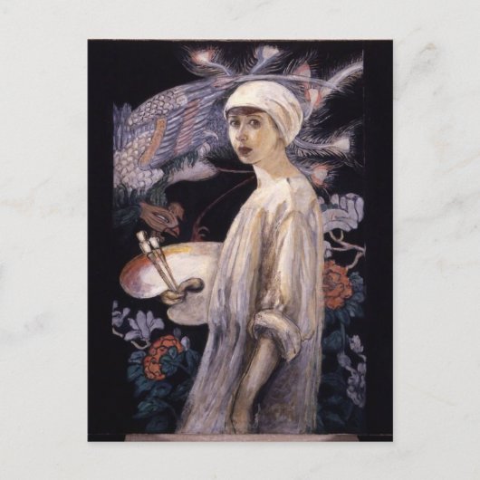 Carte Postale Autoportrait avec oiseaux paradisiaques par Stetth (Devant)