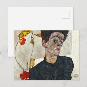 Carte Postale Autoportrait avec Physalis Egon Schiele
