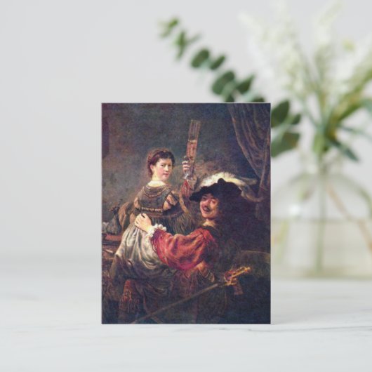 Carte Postale Autoportrait avec Saskia par Rembrandt (Debout devant)