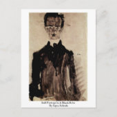 Carte Postale Autoportrait Dans Une Robe Noire Par Egon Schiele (Devant)