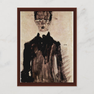 Carte Postale Autoportrait Dans Une Robe Noire Par Schiele Egon