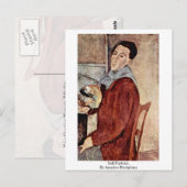 Carte Postale Autoportrait. Par Amedeo Modigliani (Devant / Derrière)
