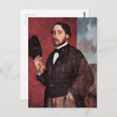 Carte Postale Autoportrait, par Edgar Degas, (Devant / Derrière)
