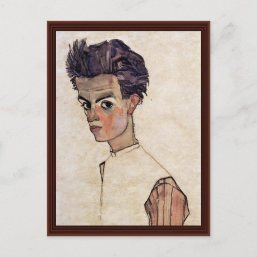 Carte Postale Autoportrait Par Schiele Egon (Devant)