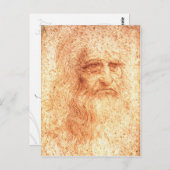 Carte postale autoportrait Red Chalk Leonardo da V (Devant / Derrière)