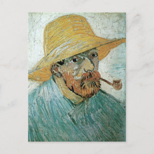 Carte Postale Autoportrait, Tuyau, Casquette paille, Van Gogh
