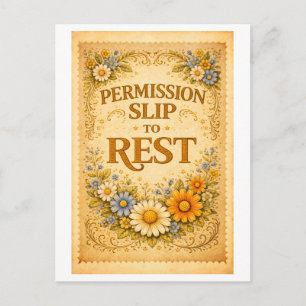Carte Postale Autorisation de style vintage pour se reposer