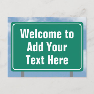Carte Postale Autoroute Affiche de bienvenue verte avec n'import