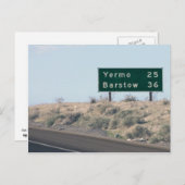 Carte Postale Autoroute - Miles pour Yermo et Barstow (Devant / Derrière)