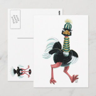 Carte Postale Autruche Arctique en Fuite