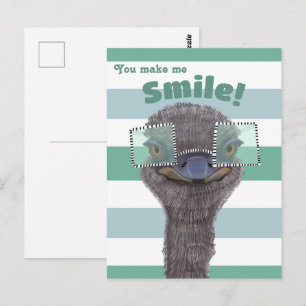 Carte Postale Autruche Ravissante Avec Des Lunettes, Tu Me Fais 