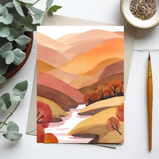 Carte Postale Autumn Abode | Fall Foliage Watercolor Landscape