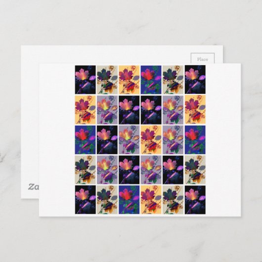 Carte Postale Autumn Leaves Rustic Patchwork (Devant / Derrière)