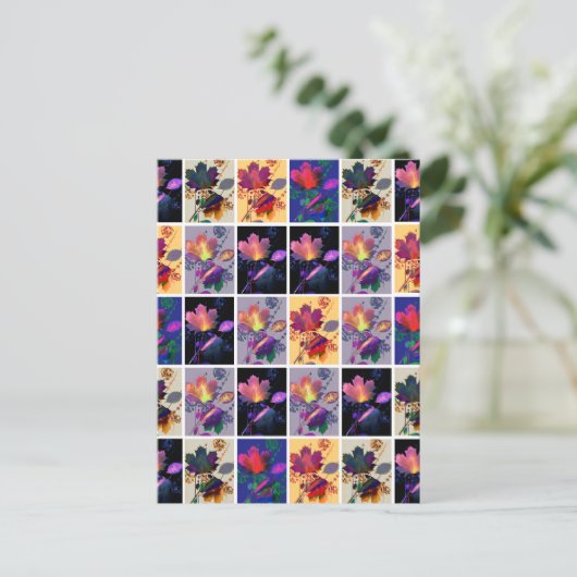 Carte Postale Autumn Leaves Rustic Patchwork (Debout devant)