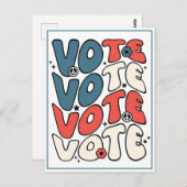 Carte postale aux électeurs rétro rouge, blanc et  (Devant / Derrière)