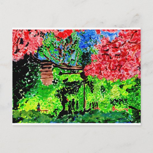 Carte postale aux fleurs de cerisiers (Devant)