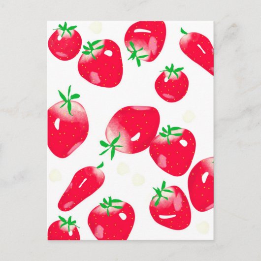 Carte postale aux fraises rouges juteuses (blanc) (Devant)