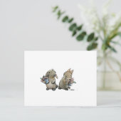 Carte postale aux lapins et fleurs (Debout devant)
