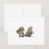 Carte postale aux lapins et fleurs (Devant / Derrière)