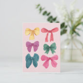 Carte postale aux rubans aquarelles colorés (Debout devant)