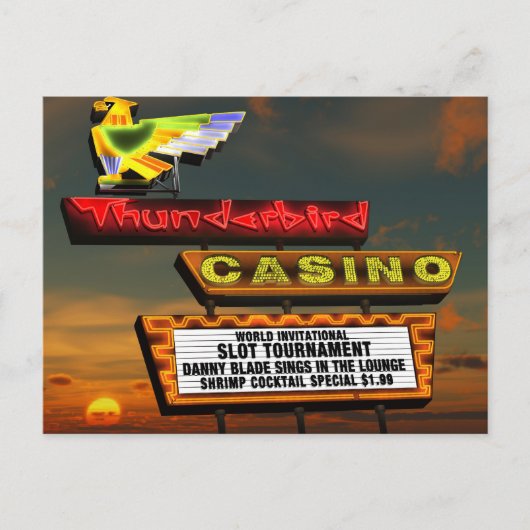 Carte postale aux signes rétro néon Thunderbird La (Devant)