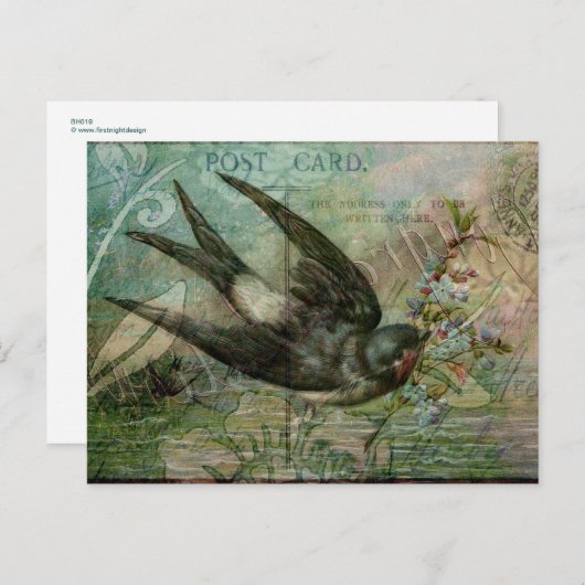 Carte Postale Avaler avec fleurs (Devant / Derrière)