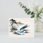 Carte Postale Avaler l'eau potable dans un ruisseau dans l'encre (Debout devant)