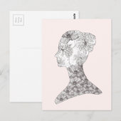 Carte Postale Avant Garde Rose Floral Beauté Girl (Devant / Derrière)