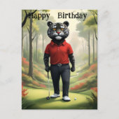 Carte Postale Avant : Un Tigre Jouant au Golf, Anniversaire (Devant)