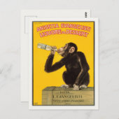 Carte postale avec affiche de singe buveur (Devant / Derrière)