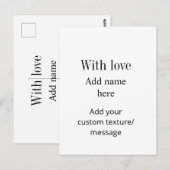 Carte Postale Avec amour ajoutez le nom de la texture message pe (Devant / Derrière)