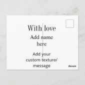 Carte Postale Avec amour ajoutez le nom de la texture message pe (Dos)