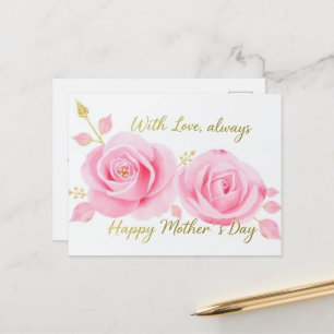 Carte Postale Avec amour Roses roses roses Pies Fête mère maman