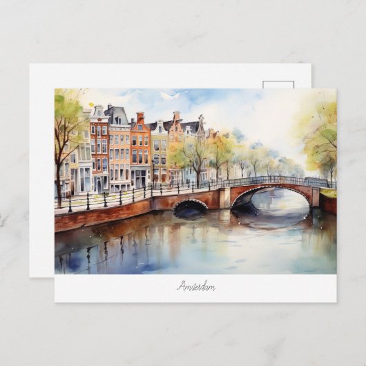 Carte postale avec Amsterdam, Pays-Bas (Devant / Derrière)