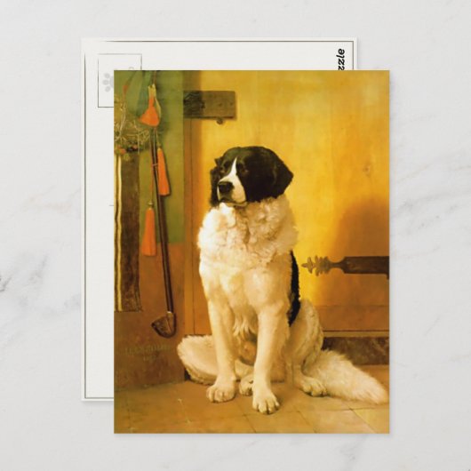 Carte Postale Avec Ancien Chien 1852 Peinture Impr (Devant / Derrière)