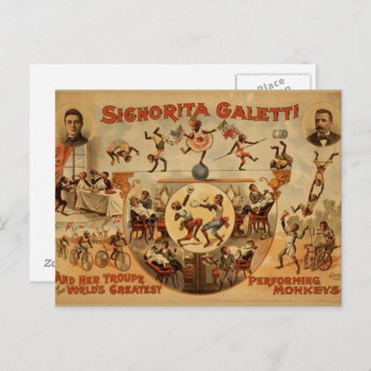 Carte Postale Avec Ancien Poster De Cirque (Devant / Derrière)