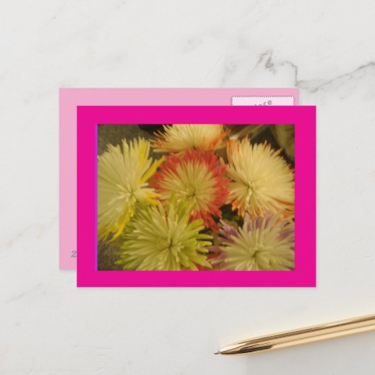 Carte postale avec bouquet de fleurs (Devant/Arrière en situation)