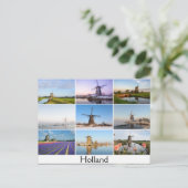 Carte postale avec collage de moulins à vent en Ho (Debout devant)