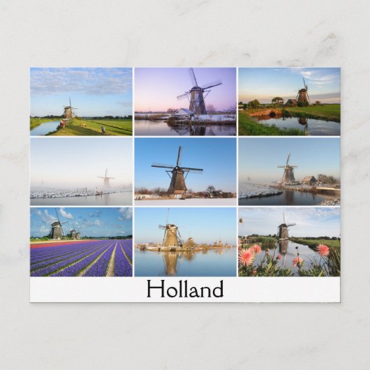 Carte postale avec collage de moulins à vent en Ho (Devant)