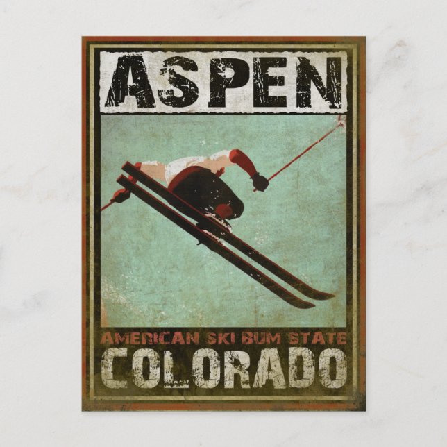 Carte postale avec Cool Aspen Ski Print (Devant)