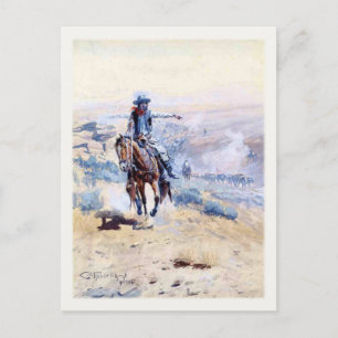 Carte Postale Avec Cowboy Poinçant Le Sentier