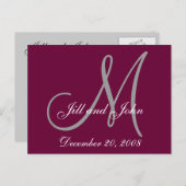 Carte postale avec date, prénoms et monogramme ini (Devant / Derrière)