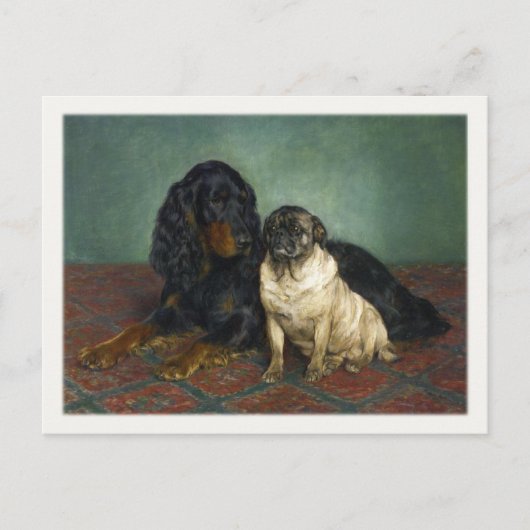 Carte Postale Avec De Mignons Chiens Peints (Devant)